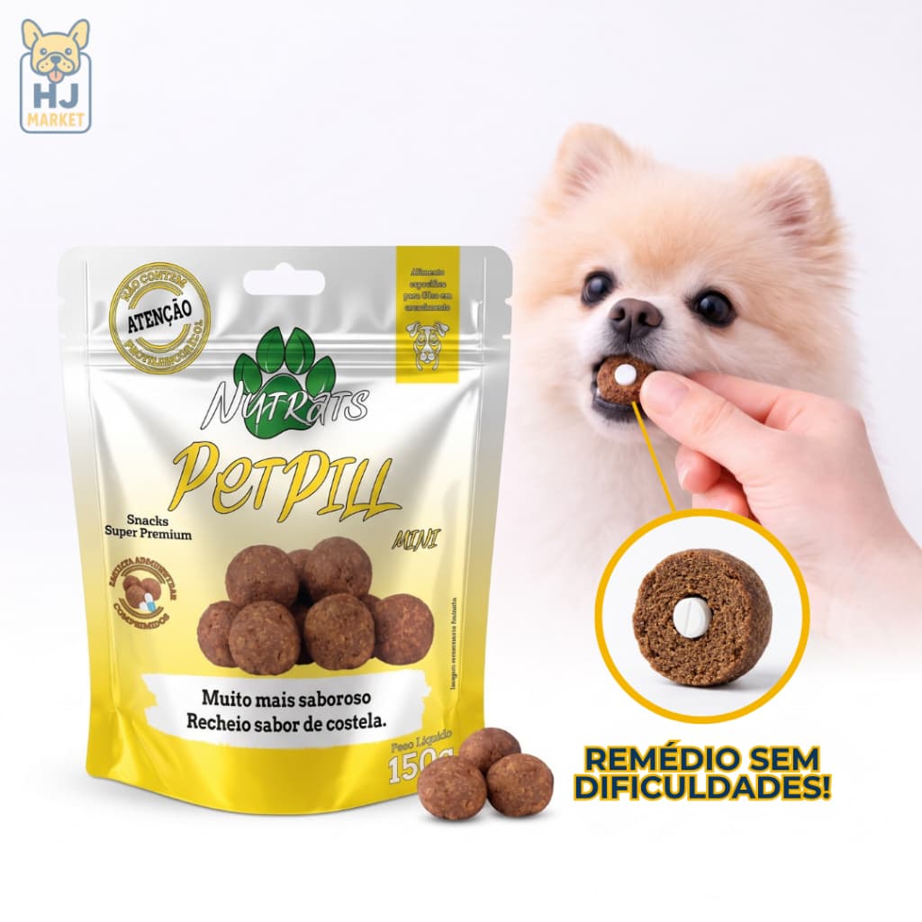 Petisco Para Dar Remédio Cachorro PetPill Facilita Comprimidos Raças Pequenas 150g