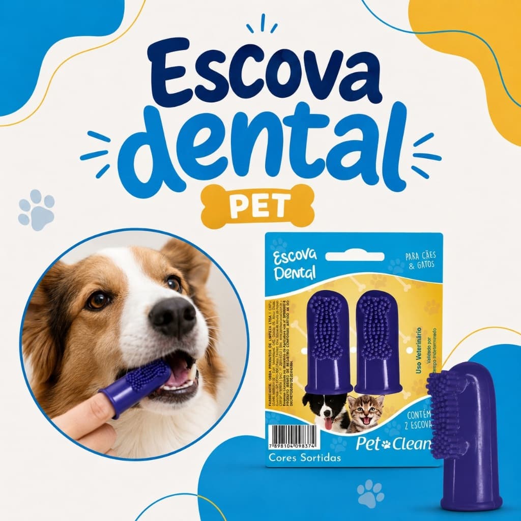 Dedeira Pet Escova de Dente de Dedo Silicone Para Cachorro Dedeira Pet Macia Limpeza Dental Higiene Oral