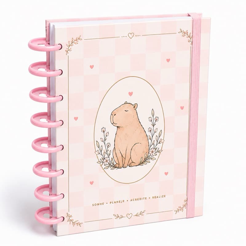 Agenda Encanto Personalizado com Nome Feminino A5 Luxo Caderno Argolado Fofo Presente Criativo
