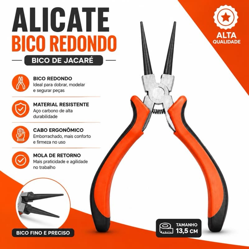 Alicate De Bico Fino Para Bijuterias Artesanato e uso geral - Profissional