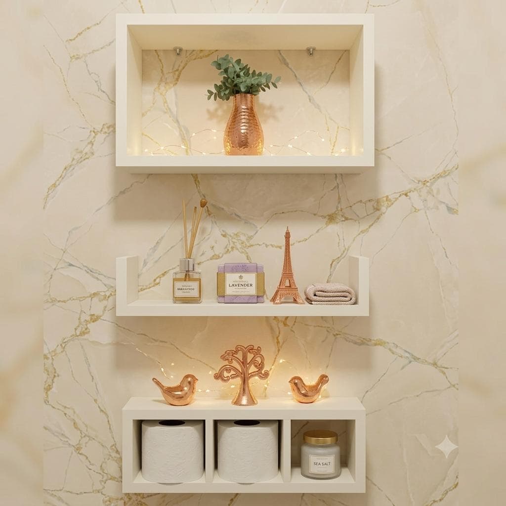 Kit 3 Nichos triplos Prateleiras para Banheiro Organizador  Branco 100% Mdf
