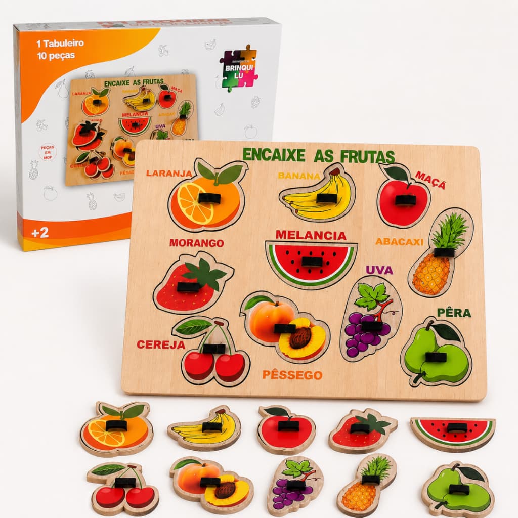 Brinquedo Educativo Jogo Infantil De Tabuleiro Encaixe As Frutas
