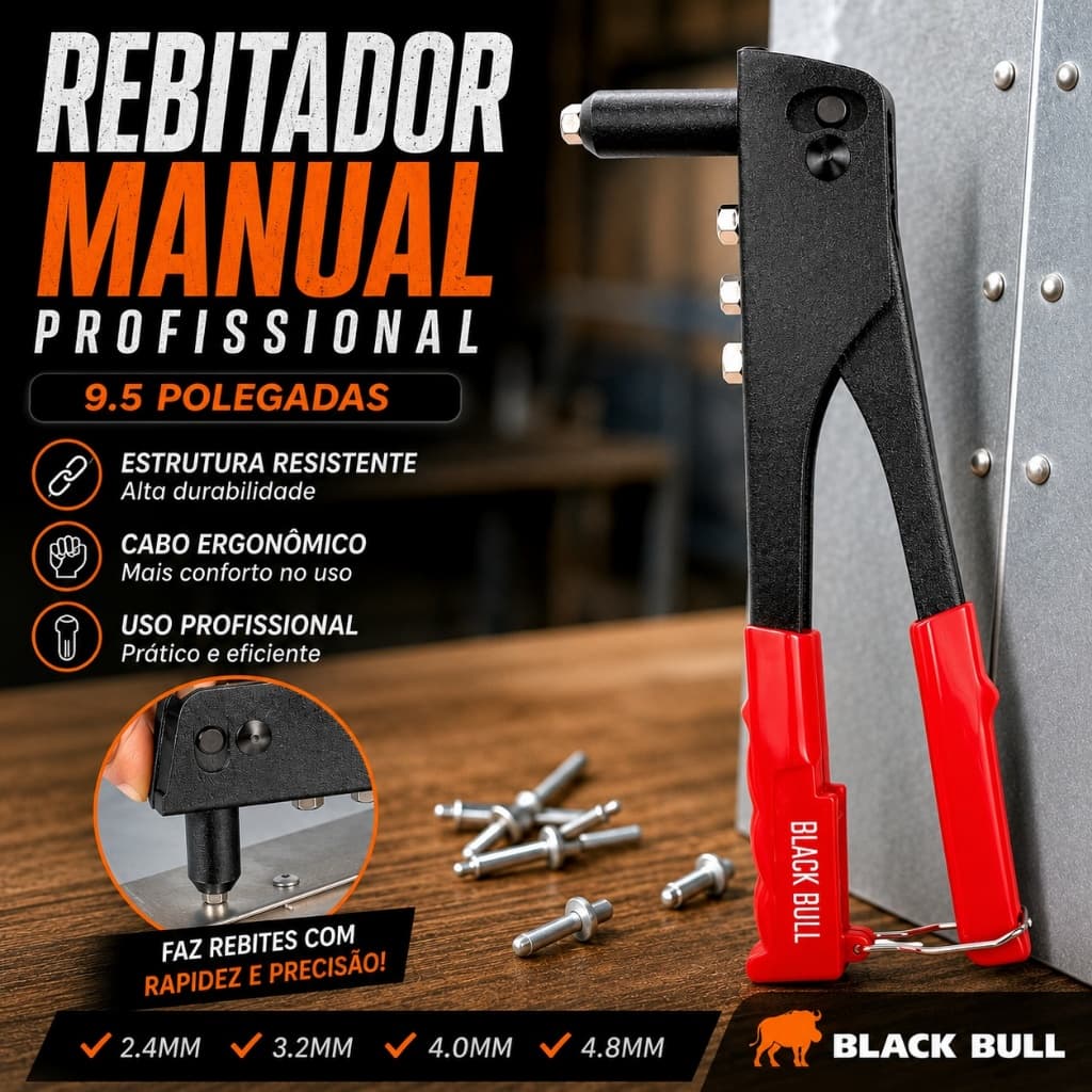 Rebitador Manual Profissional 95 Polegadas Ferramenta Rebite Alta Precisao Durabilidade