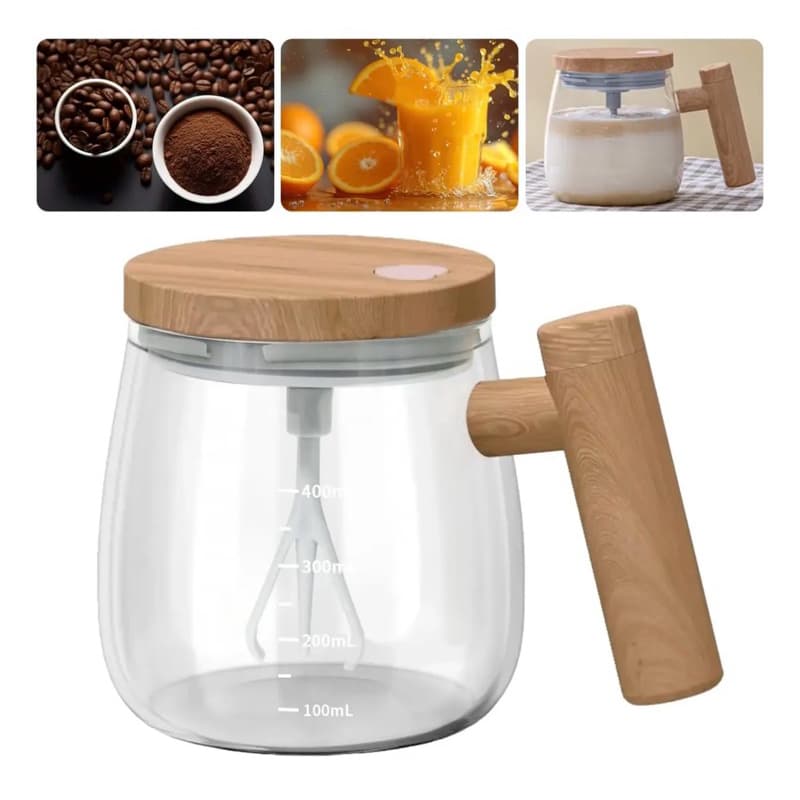 Copo Mixer Elétrico Tomate 400ml Recarregável USB Misturador Portátil para Café Whey Cappuccino Chocolate
