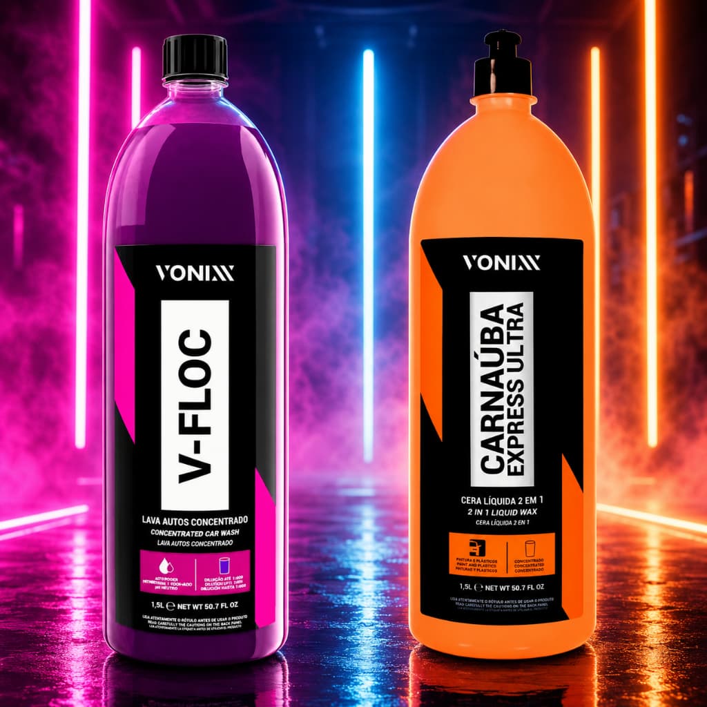 Kit Limpeza Shampoo Automotivo Vonixx V-Floc e Carnaúba Express 1,5L Vonixx