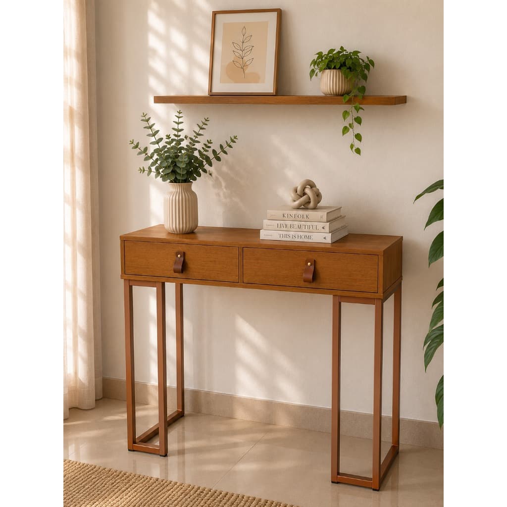 Aparador Multiuso 2 Gavetas MDF Base Ferro Estilo Industrial