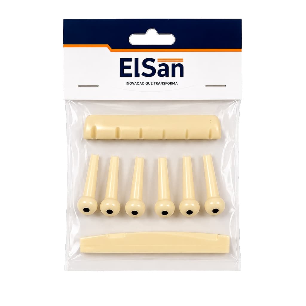 kit 6 pinos + pestana + rastilho para violão Marfim