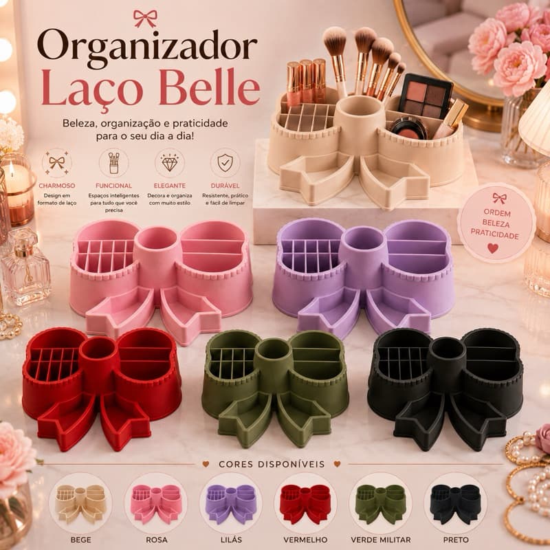 Organizador de Maquiagem Laço Belle Porta Pincéis Batons Cosméticos Joias Organizador de Penteadeira