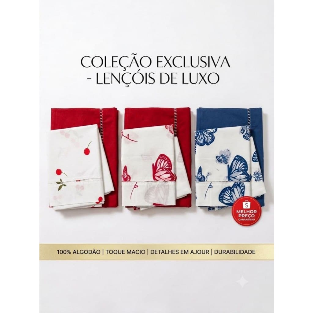 KIT 6 PÇS 1 LENÇOL MICROPERCAL 400 FIOS + 2 FRONHAS + 1 PESEIRA + DUAS FRONHAS ESTAMPADAS 100% ALGODAO QUEEN E PADRAO