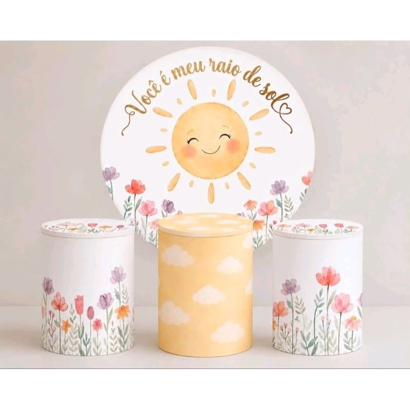 Capa Para Painel Redondo - Raio de Sol - Kit Decoração Festa / Pegue e Monte