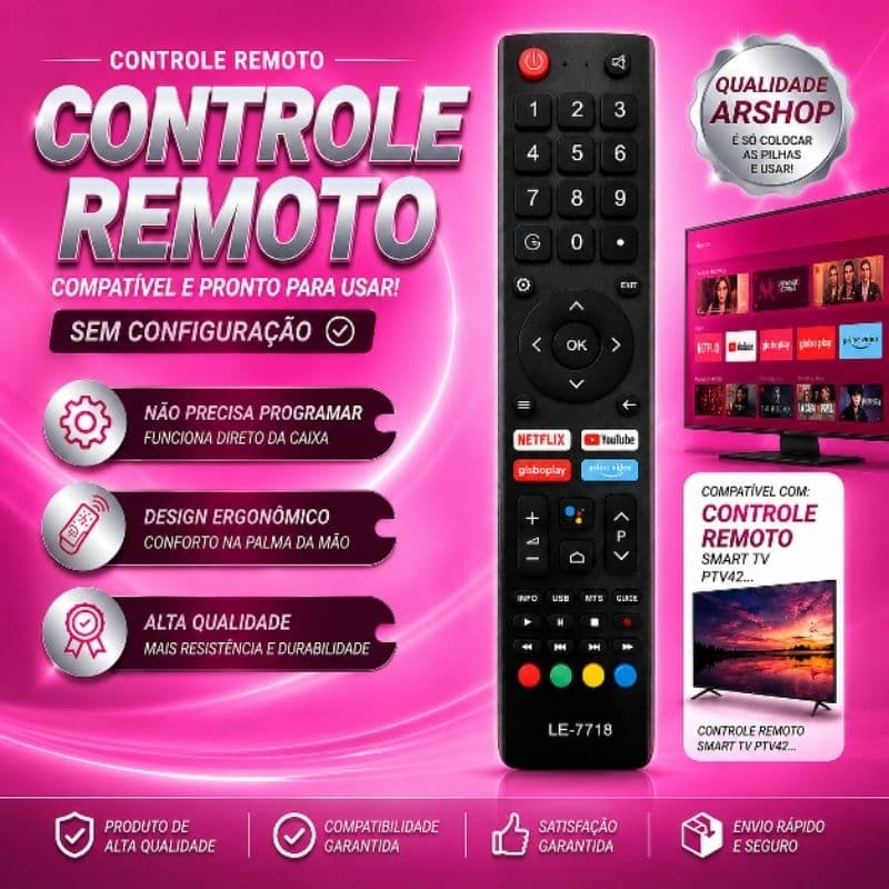 Controle Compatível TV Philco Smart Android cód gc02