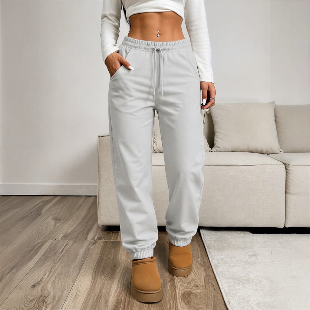Calça Jogger Feminina Elastano Punho Bolsos Moda Blogueira Fashion Casual Premium Confortável Estilosa premium