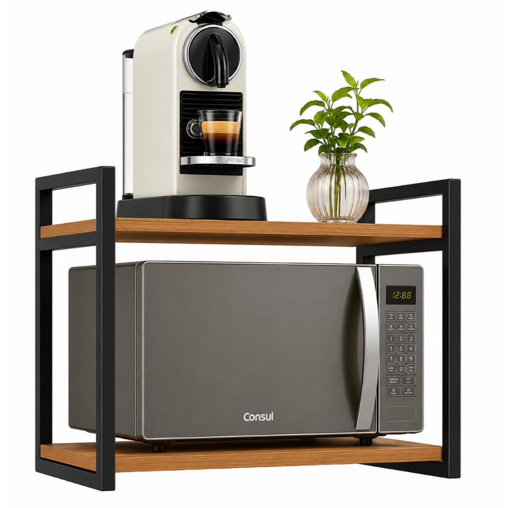 Prateleira Nicho para Microondas Forno Suporte Parede Industrial