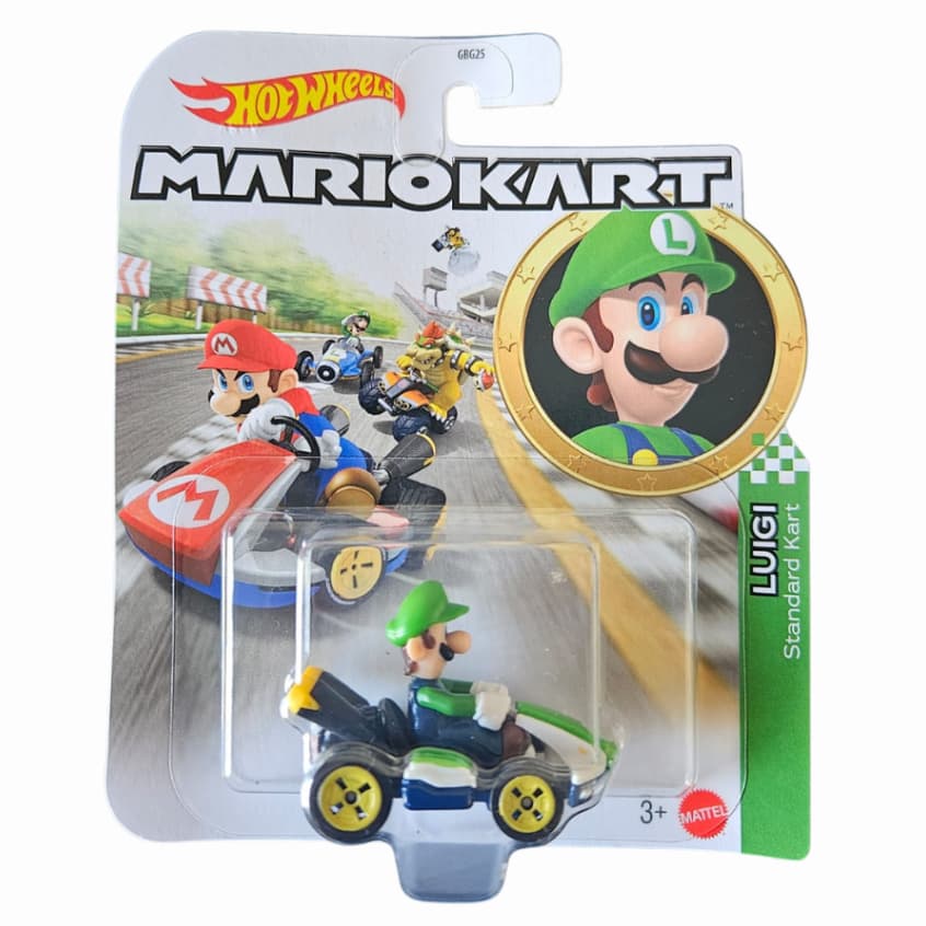 Hot Wheels Mario Kart Luigi Standard Kart Miniatura 1/64 - Mattel Original