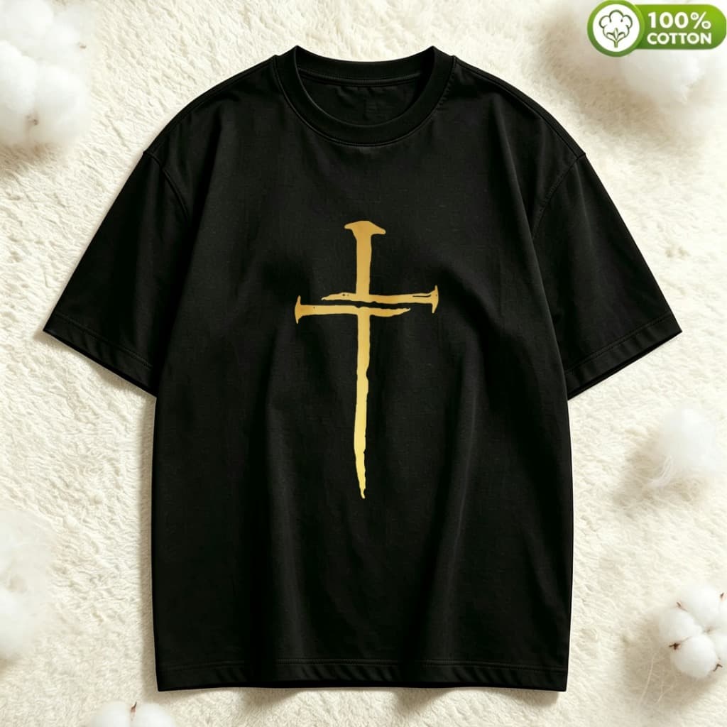 Camiseta Masculina Oversized Algodão 100% Estampa Cruz Camiseta Streetwear Casual Confortável