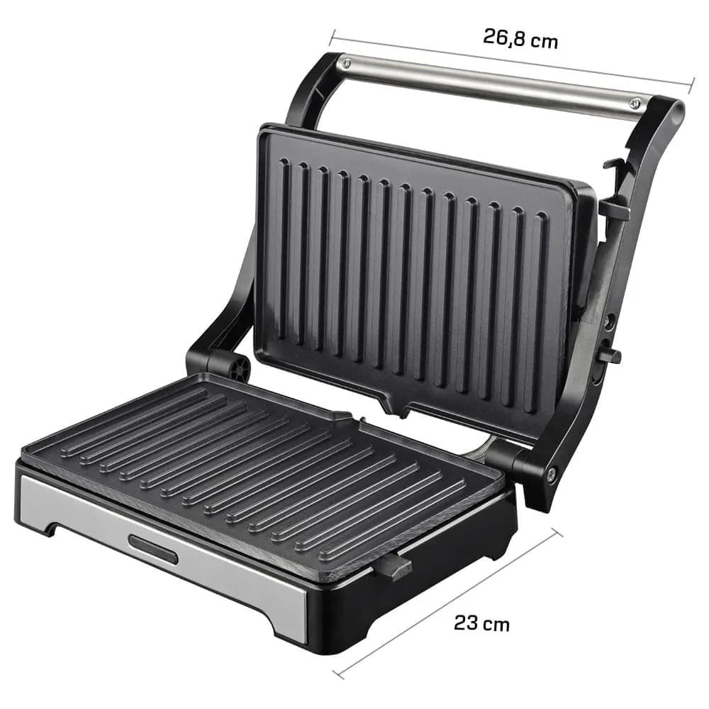 Sanduicheira e Mini Grill HQ 180º 1000W Antiaderente Inox HQ-SG002