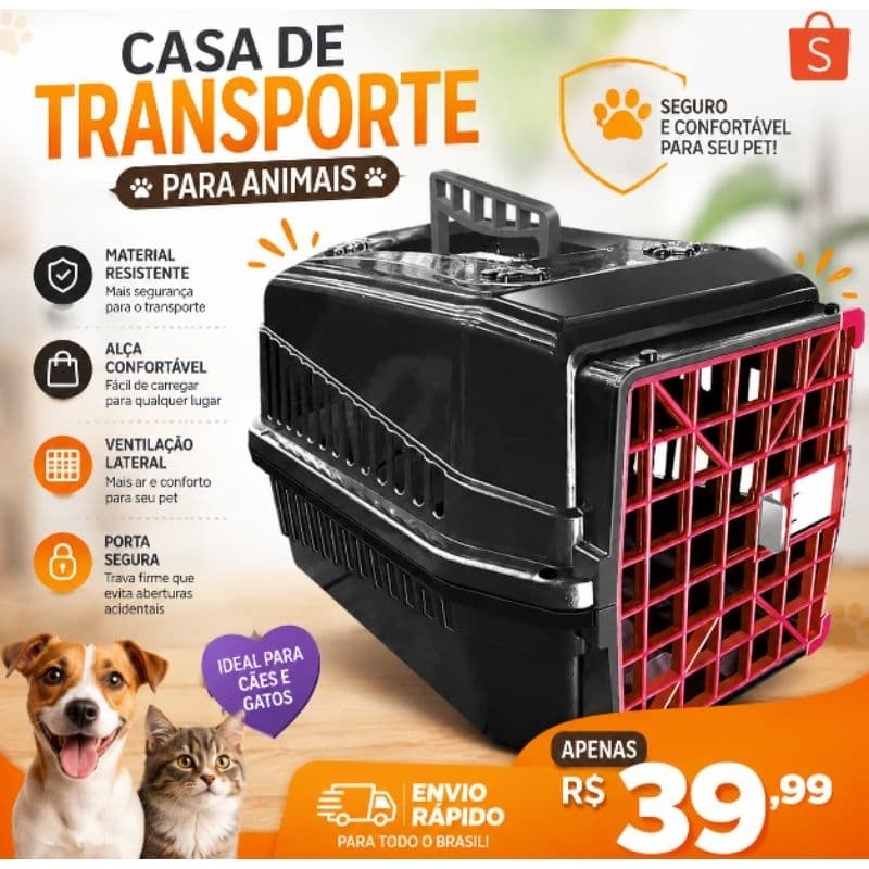 Caixa de Transporte Mec Pet N5 - Ventilação e Segurança para Pets
