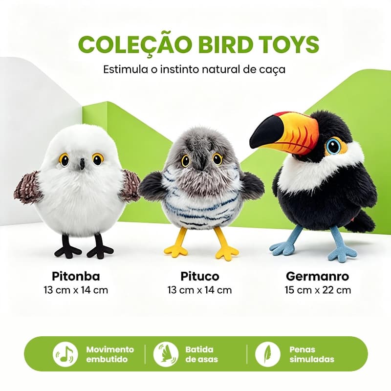 Newpet Pássaro Pardal Brinquedo Interativo Recarregável Toque Ativado De Pelúcia Gatos com pacote de catnip