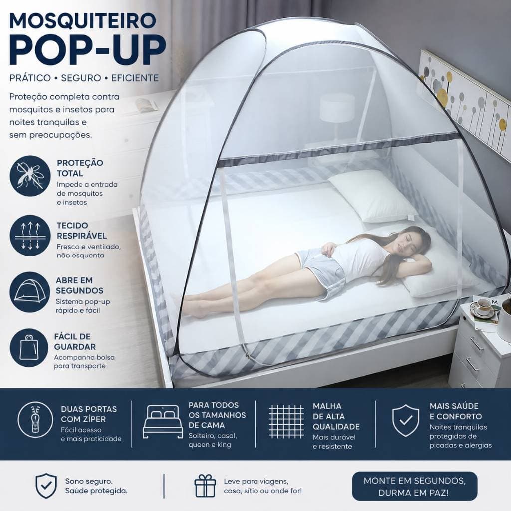 Rede Mosquiteiro Tendas Para Cama Casal E Mosquiteiro De Acampamento Cinza/Branco