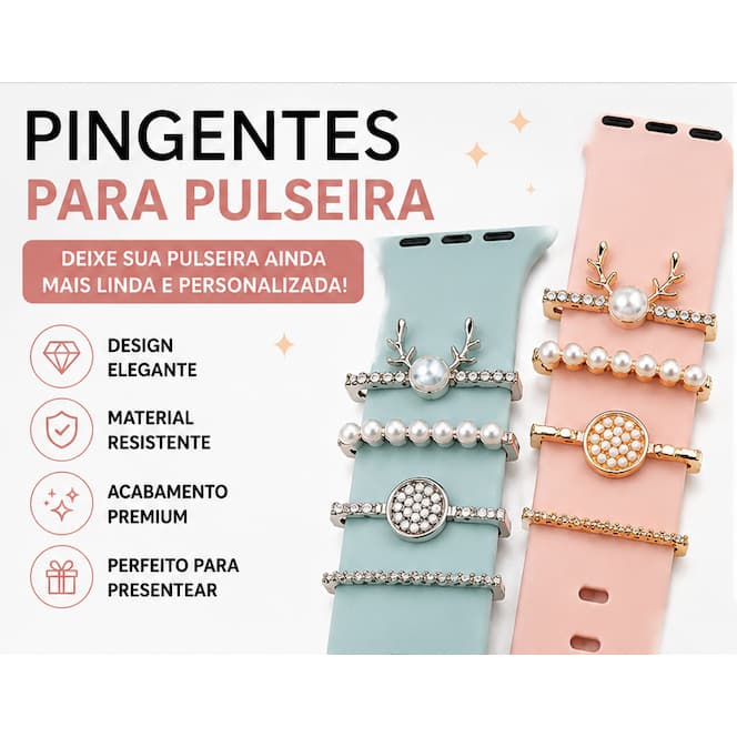 Pingente Berloque para Pulseira de Smartwatch Enfeite Decorativo Acessório Personalização