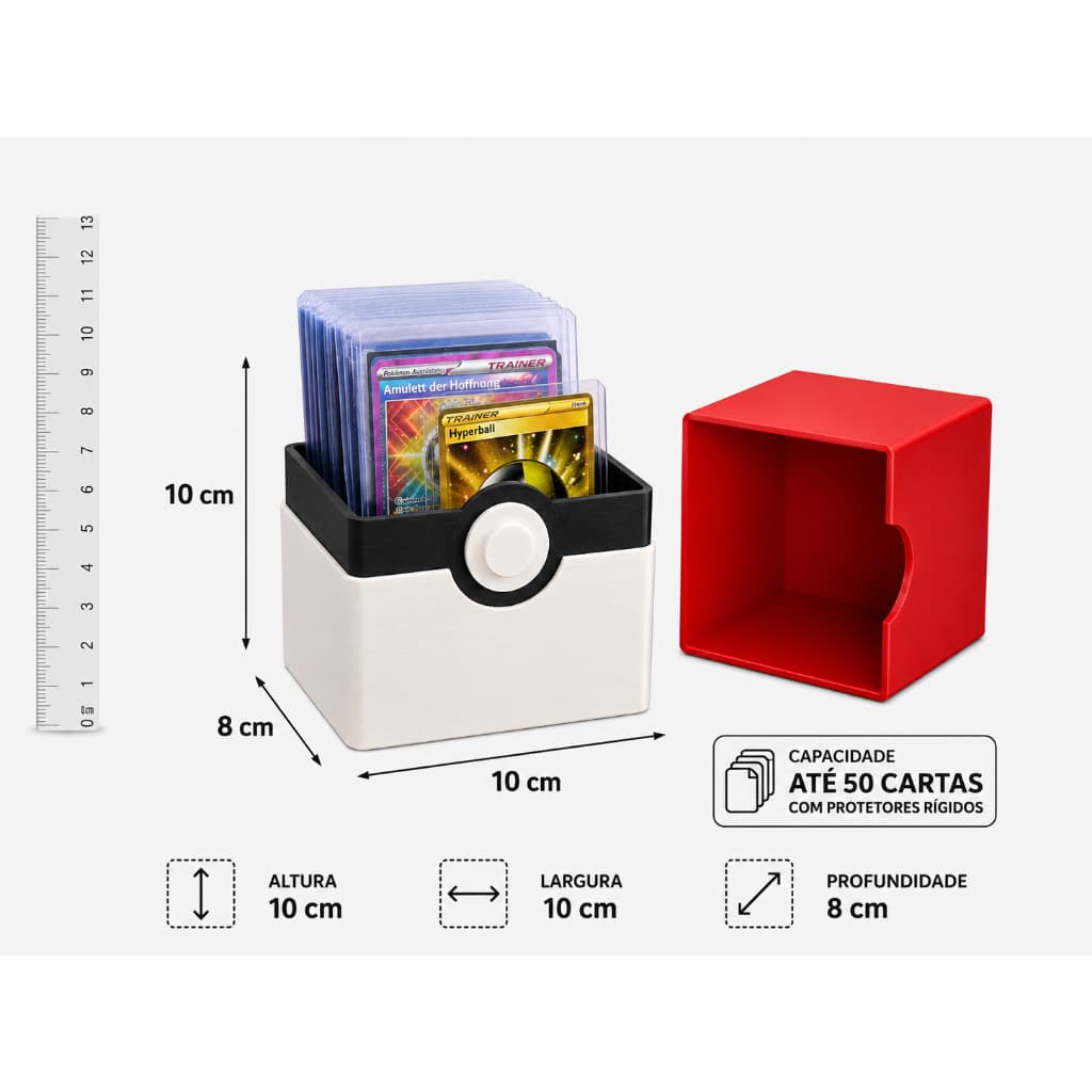 Caixa Organizadora para Cartas Pokémon TCG Deck Box Colecionador 100 Cartas com Proteção e Compartimento Interno