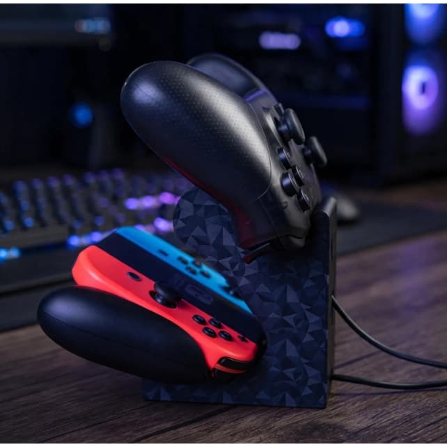 Suporte Duplo Para 2 Controles PS4 PS5 Xbox Nintendo Switch Impressão 3D Organizador De Mesa