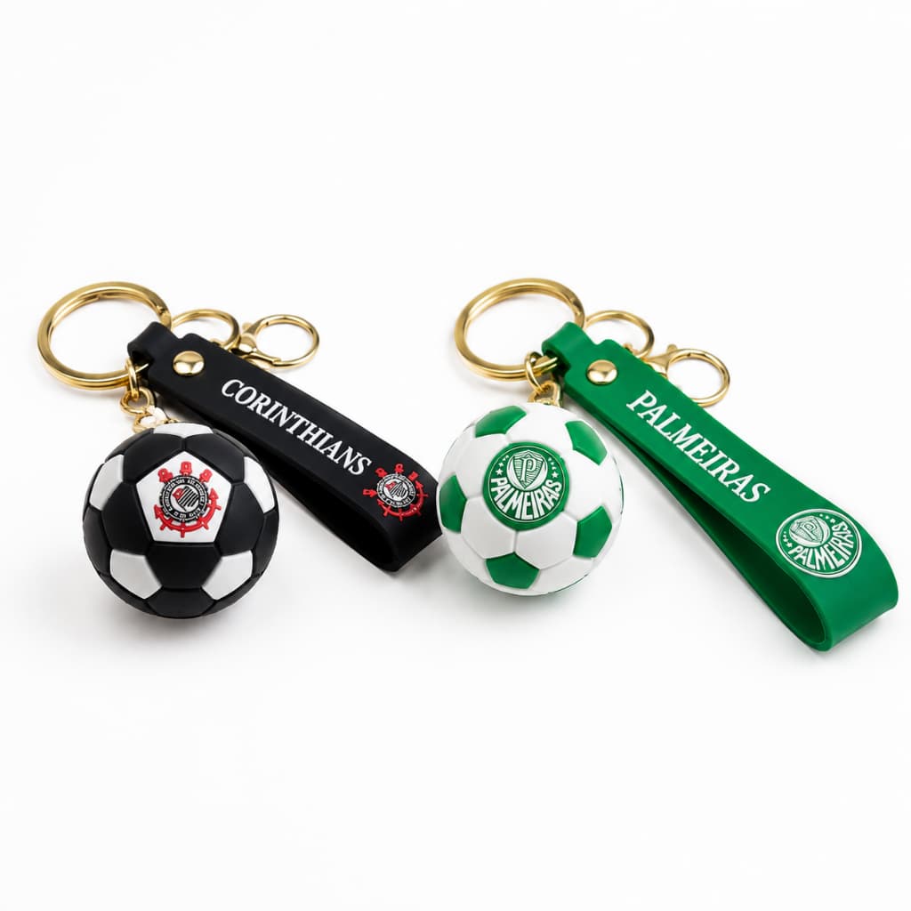 Chaveiro Palmeiras Corinthians Bola de Futebol para Chaves 3D Emborrachado Mochila Bolsa Times Brasileiros