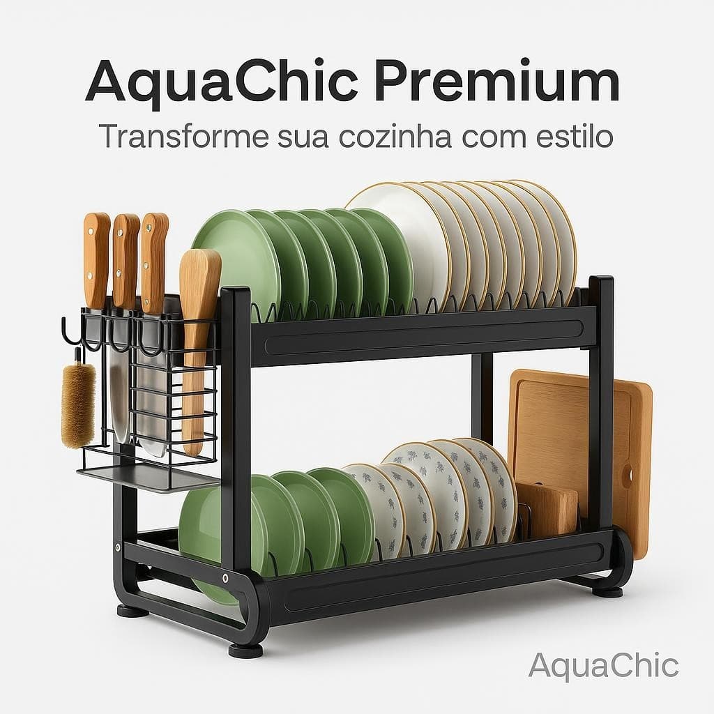 Escorredor de Louças 2 Andares Metal Preto Fosco Multifuncional