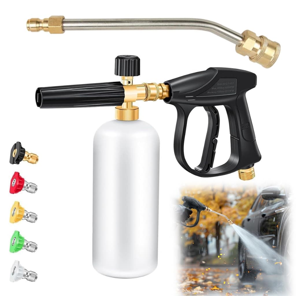 Canhão de Espuma Snow Foam para Lavadora de Alta Pressão + Bicos Coloridos + Extensão de 20 Metros