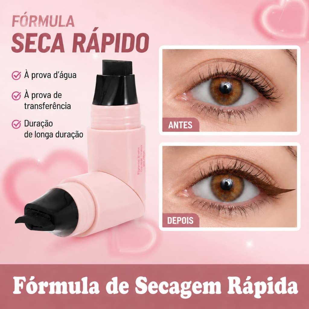Caneta Delineadora Carimbo Ponta Dupla | Delineado Gatinho Perfeito em Segundos | À Prova D’Água e Longa Duração