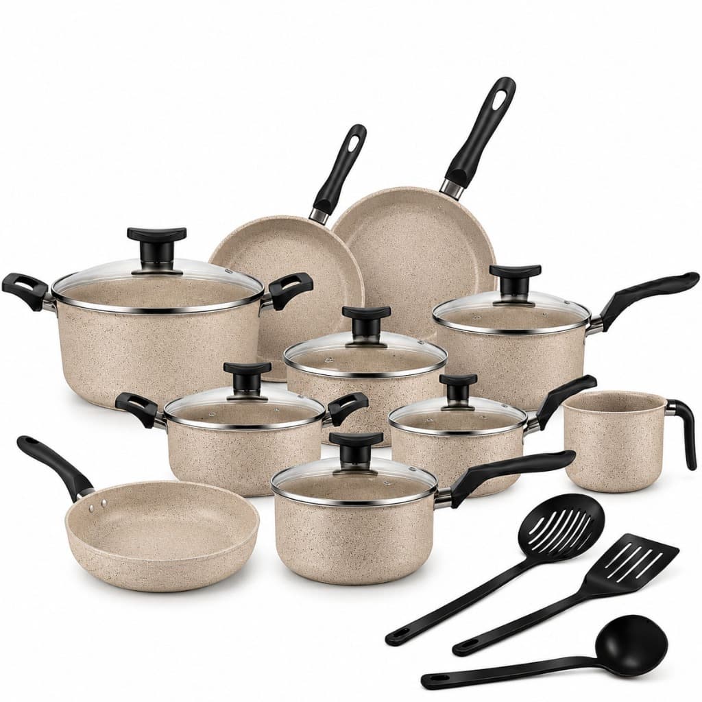 Jogo Panelas 13Pç Antiaderente Conjunto Kit Frigideira Caçarola Fervedor Cozinha Completa Mesa Posta