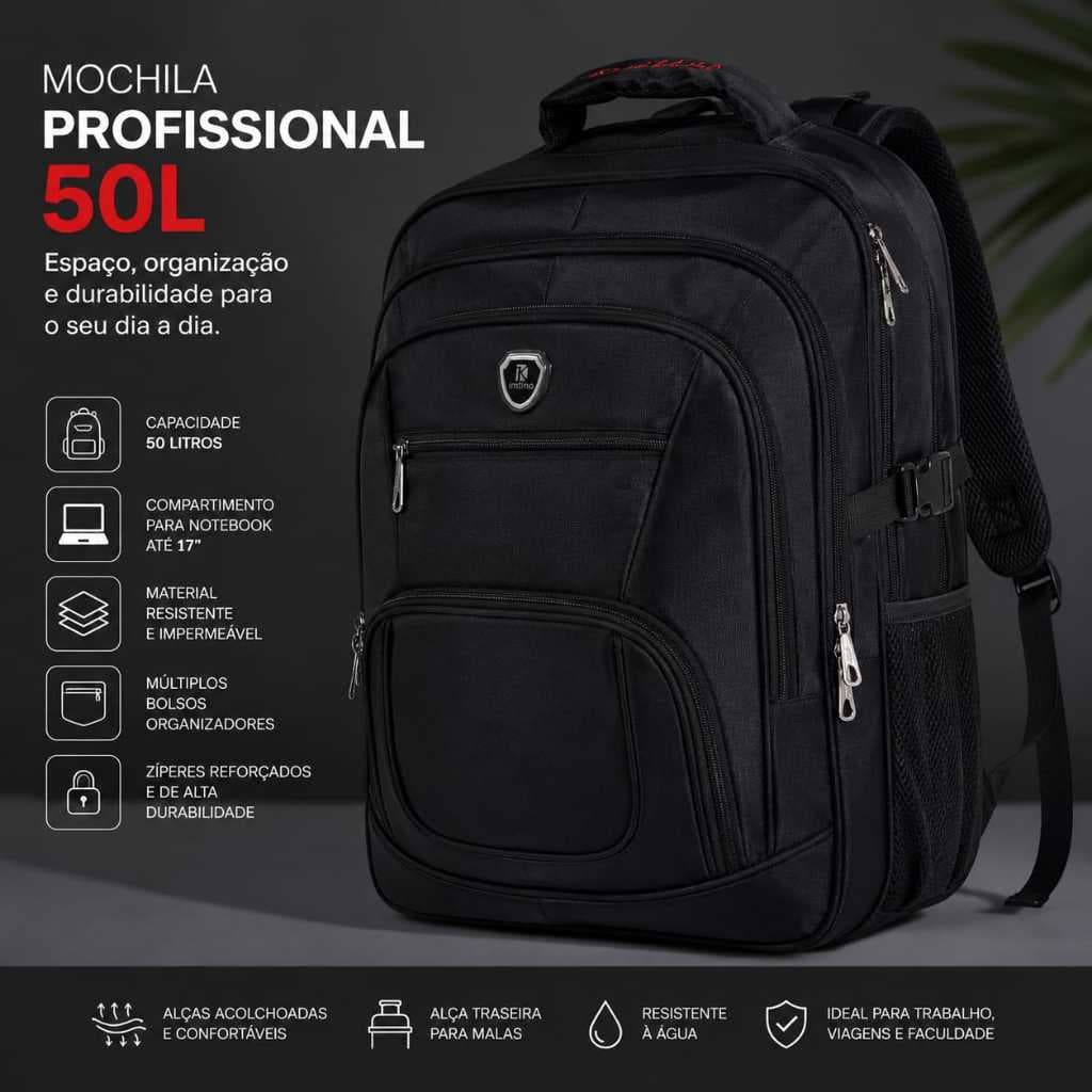 Mochila Grande De Viagem reforçada impermeavel cn bolso antifurto.