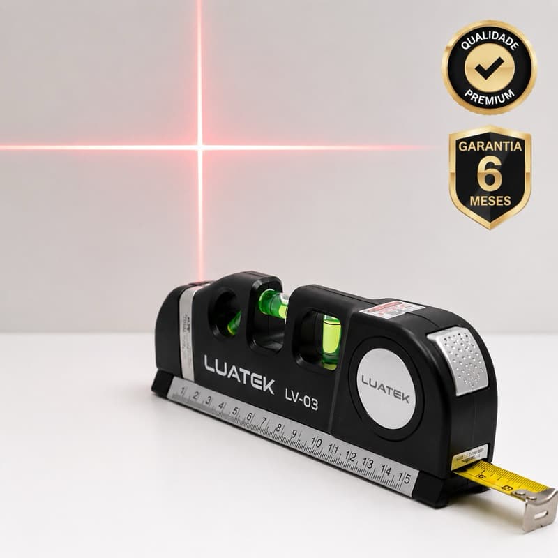 Nível a Laser com Trena Luatek Profissional LV03 Multifuncional com Régua Integrada | 3 Níveis de Bolha | Alta Precisão
