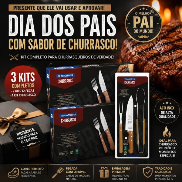 Tramontina Kit Churrasco Especial Família 27 Peças Aço Inox
