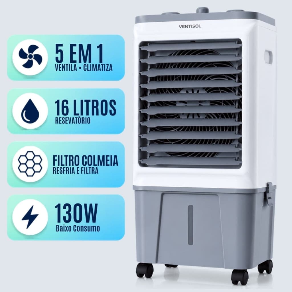 Climatizador De Ar 16 Litros Portátil Ventisol 130w 110v / 220v Residencial
