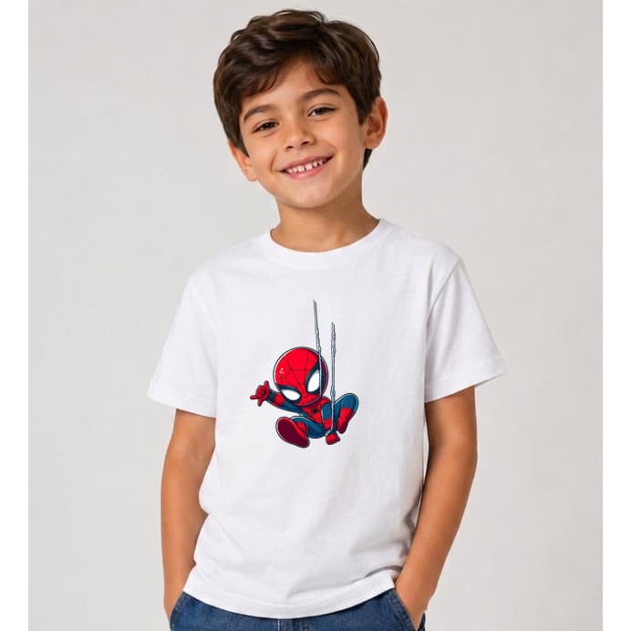 Camiseta Infantil Super Herói Estampada Menino 100% Algodão Manga Curta Homem Aranha Leve Blusa para Criança Dia a Dia