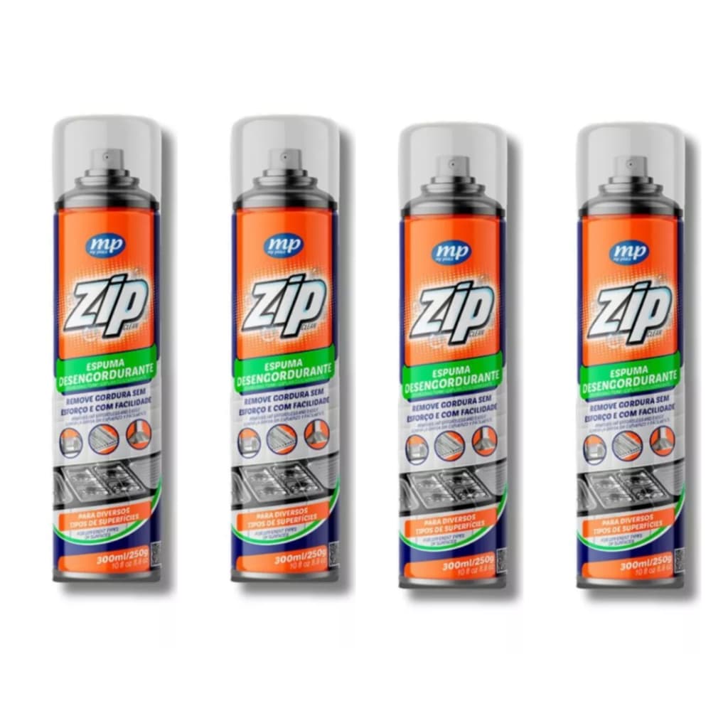 Kit 4 Spray Espuma Desengordurante Removedor De Gordura Panela Fogão Air Fryer Limpeza Cozinha 300ml