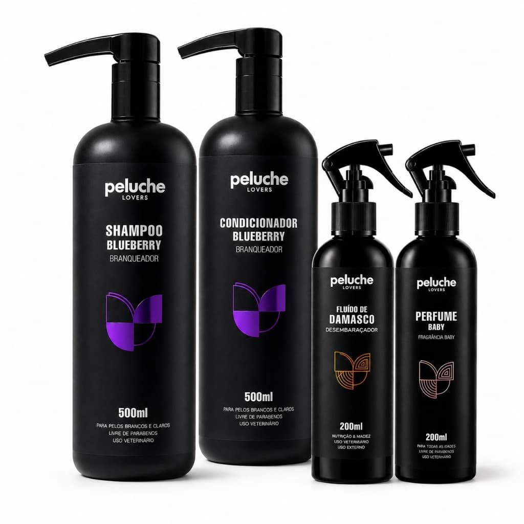Shampoo Branqueador Condicionador Desembaraçador Perfume Baby Peluche | Kit Banho Pet para Cães