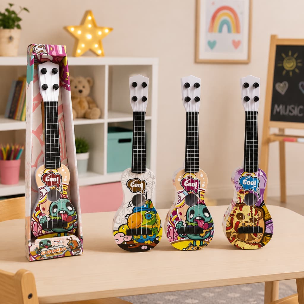 Instrumento Musical Infantil Guitarra Brinquedo Educativo Colorido Sortido