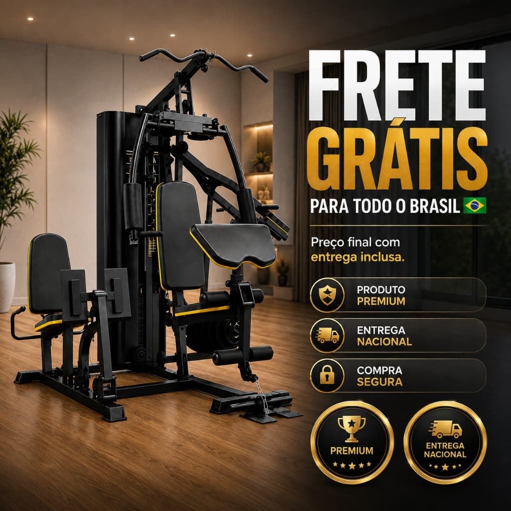 Estação de Musculação Completa 3 Frentes 25 Exercícios com Banco Scott + Frete Grátis