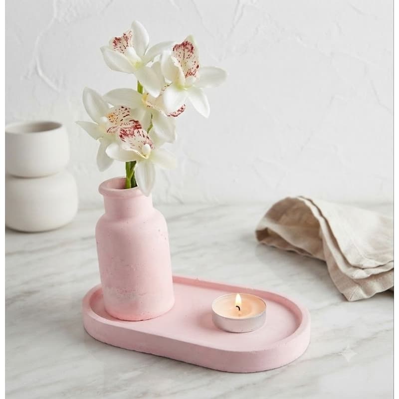 kit decoração 2 peças / bandeja + vasinho decorativo