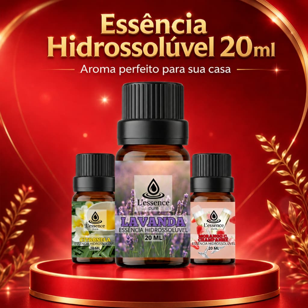 Essência Lavanda, Citronela e Morango Champagne 20ml Para Difusor e Umidificador | Kit com 3 ou 1