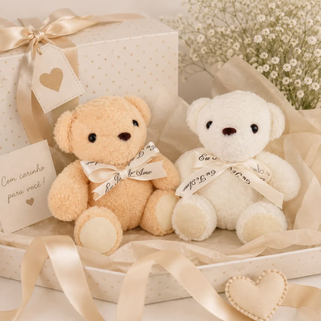Urso de Pelúcia Peludo para Cesta 18cm - kit ATACADO 10 peças | Molli992