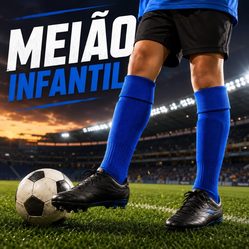Kit 2 Meião Futebol Infantil/Juvenil Cano Longo Treino Esportivo Meia Esportiva