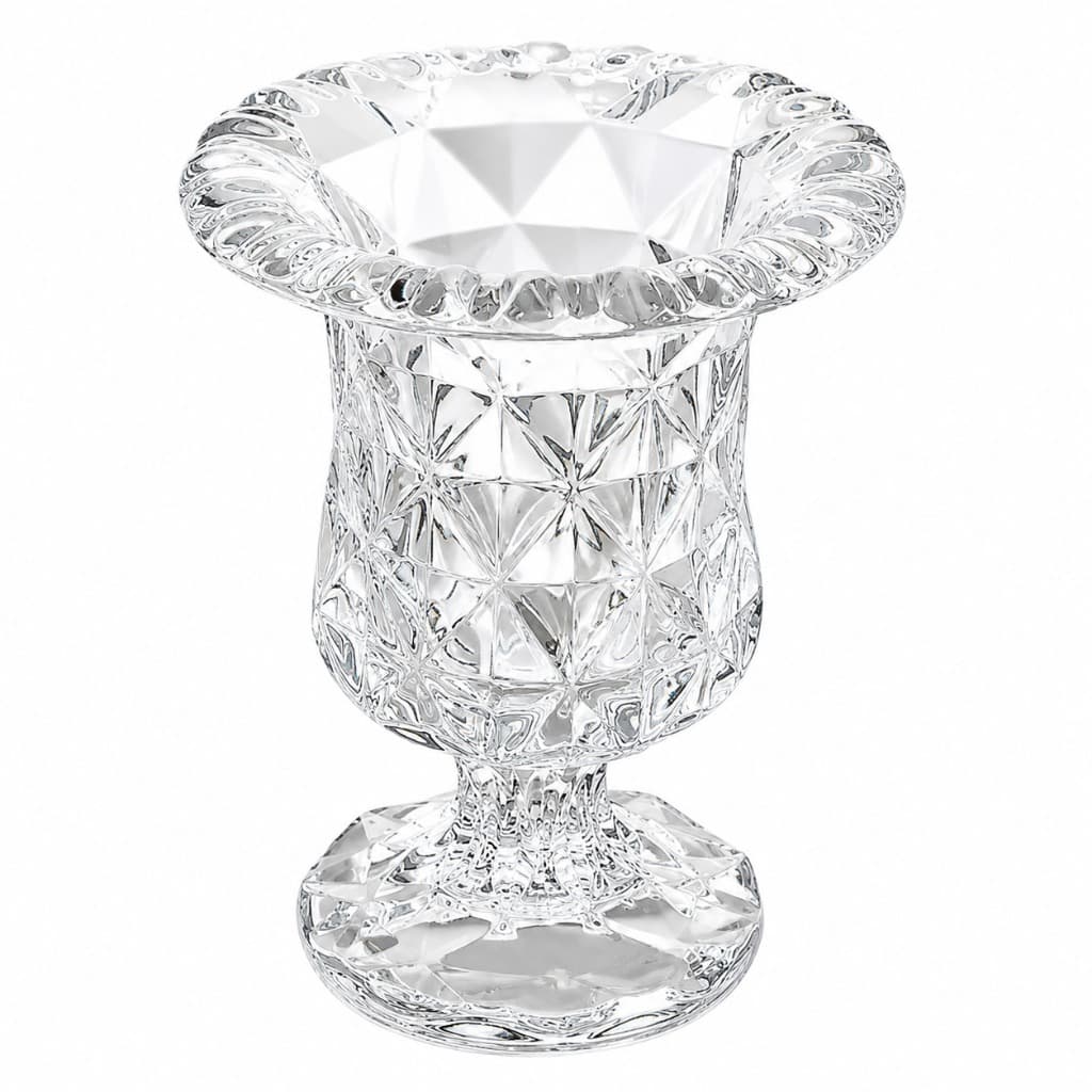 Vaso Vidro Com Pé Diamond 14,5cm Decoração Sala Mesa Arranjo Flores Presente