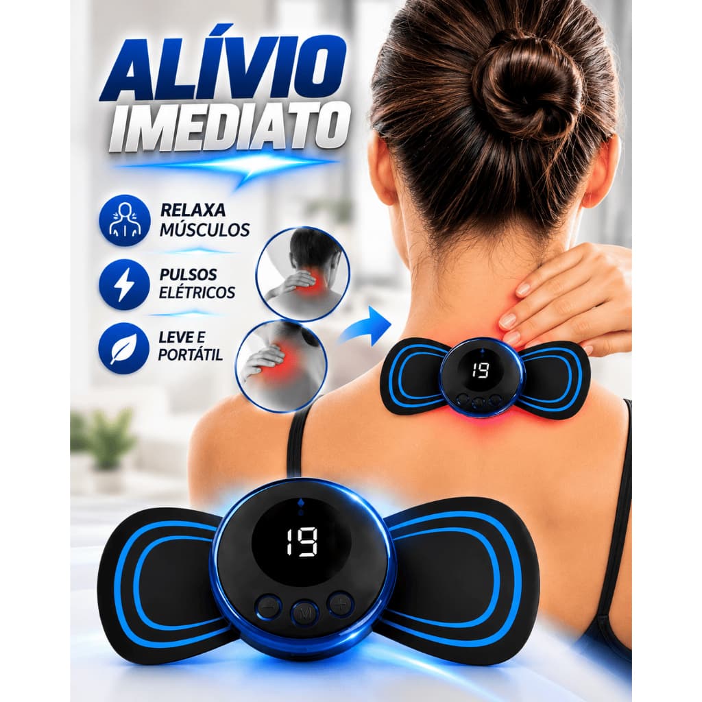 Massageador Elétrico EMS Recarregável Portátil Pescoço Corpo USB Bivolt AMT