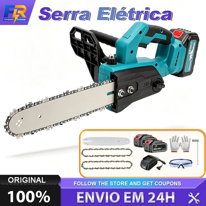 Motoserra Elétrica Portátil Com Bateria 12 Polegadas - Profissional E Doméstico
