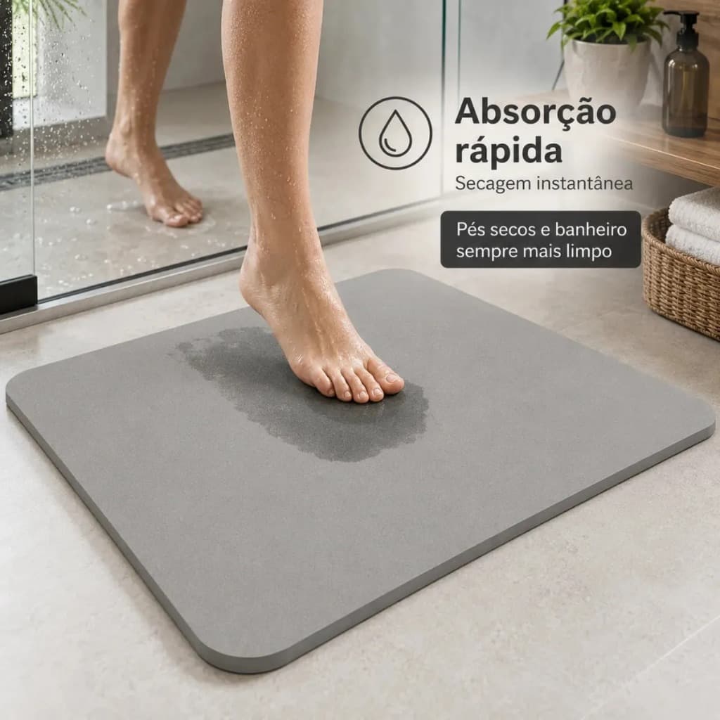 Tapete Banheiro Diatomita Antiderrapante Secagem Rápida Absorvente Saída do Box