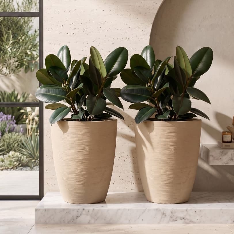 Kit 2 Vasos Polietileno Grande Moderno Para Plantas flor  Jardim Sala Luxo texturado