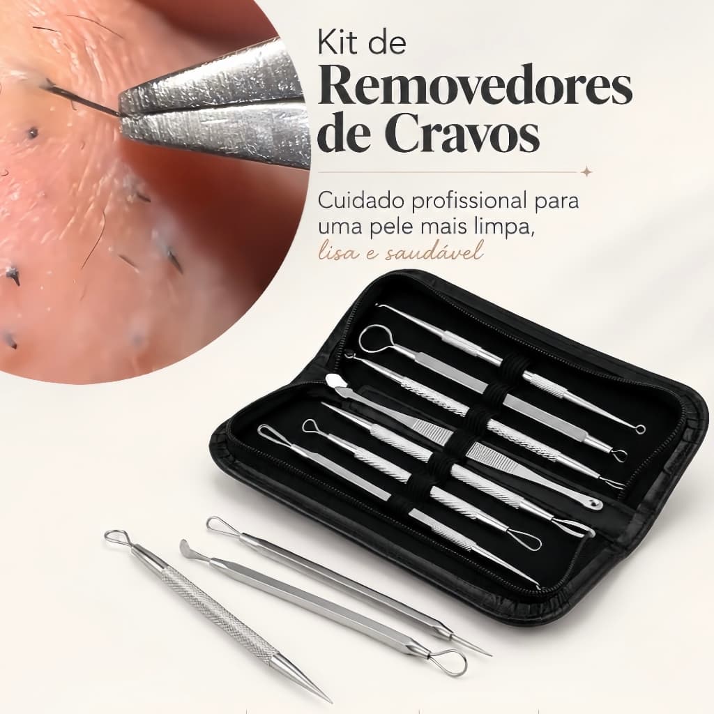 7P Professional Stainless Steel Blackhead Pimple Extractor Kit Skin Cleansing 7 Piece Set